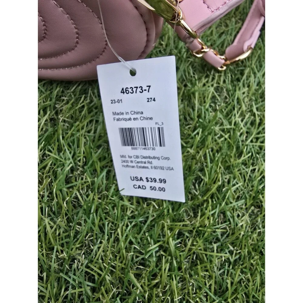 Claire's PinkHeart Quilted Barrel Crossbody Bag New With Tags